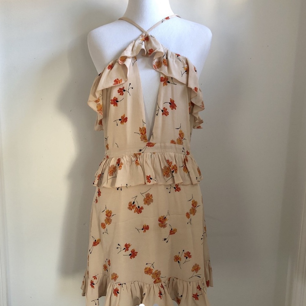 Majorelle floral ruffle dress
